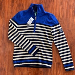 NWT Ralph Lauren Striped Quarter Zip Sweater